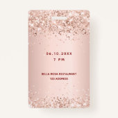 Badge Pass de la partie d'or du rose Quinceanera (Dos)