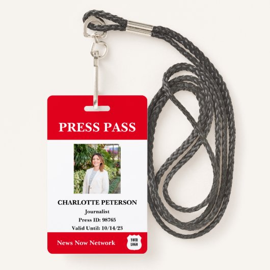 Badge Pass presse de Reporter Moderne (Devant avec lanière)