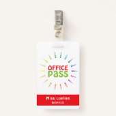 Badge Pass Salle de classe personnalisée (Devant avec clip)