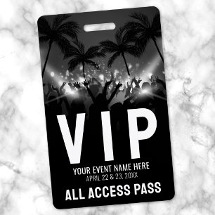Badge Pass Tout Accès Noir Blanc Événement VIP