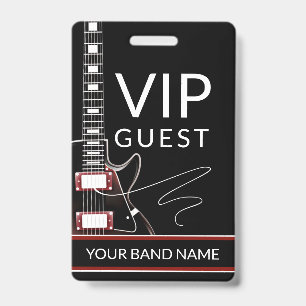 Badge Pass VIP Backstage Cordon Personnalisé Guitare Roc