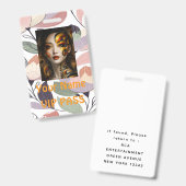 Badge PASS VIP classique botanique élégant, (Avant & arrière)