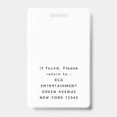 Badge PASS VIP classique botanique élégant, (Arrière)