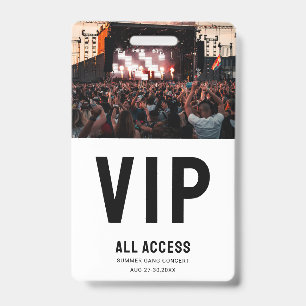 Badge Pass VIP d'accès total à la photo personnalisée Co
