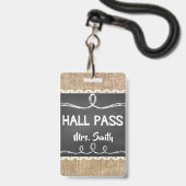 Badge Passage de hall de toile de jute et de professeur (Arrière avec lanière)