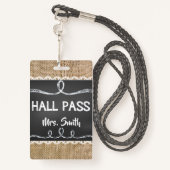 Badge Passage de hall de toile de jute et de professeur (Derrière avec lanière)