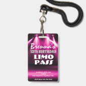 Badge Passage de partie de passage de limousine, VIP, (Arrière avec lanière)