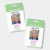 Badge Passage des employés - identification de nom de (Front & Back)