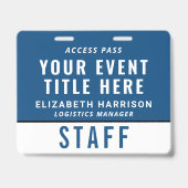 Badge Passe d'accès d'événement bleu code QR moderne ID (Avant)