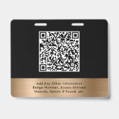 Badge Passe d'accès ID QR Code Noir Or Luxe pour l'événe (Arrière)