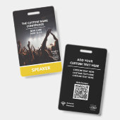 Badge Passe d'accès jaune Code QR Conférence Haut-Parleu (Avant & arrière)