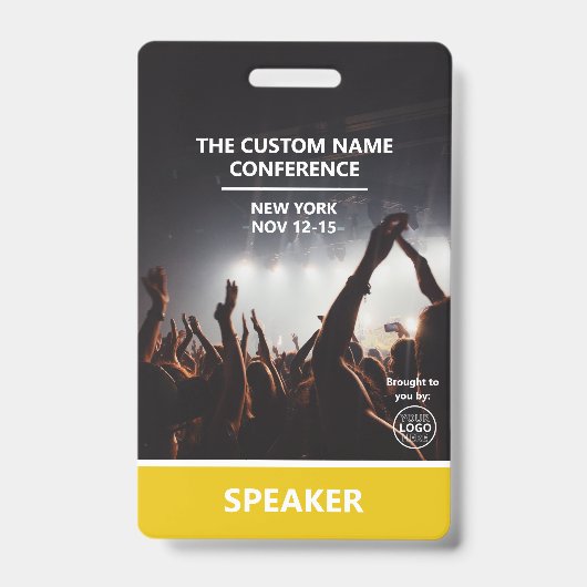 Badge Passe d'accès jaune Code QR Conférence Haut-Parleu (Avant)