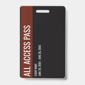 Badge Passe d'accès total pour les événements du nom du  (Arrière)