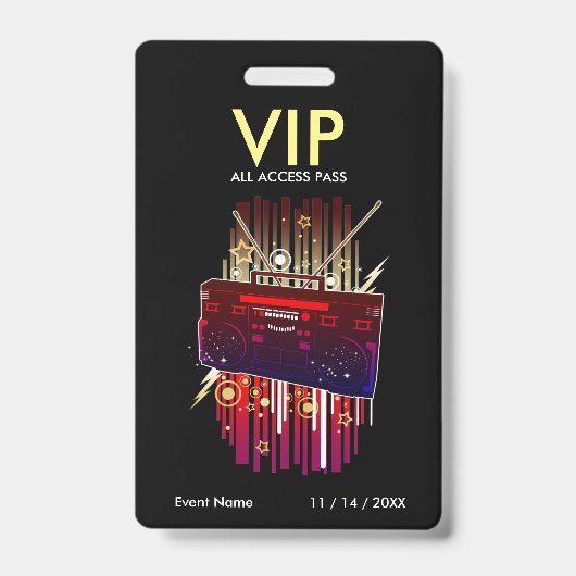 Badge Passe d'accès VIP Boombox Blast (Avant)