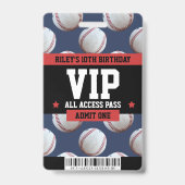 Badge Passe d'anniversaire VIP de baseball (Back)