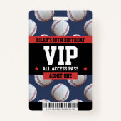 Badge Passe d'anniversaire VIP de baseball (Devant)