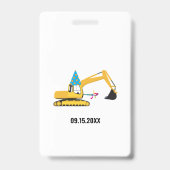 Badge Passe de fête d'anniversaire de l'excavatrice pers (Back)