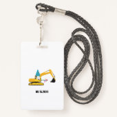 Badge Passe de fête d'anniversaire de l'excavatrice pers (Derrière avec lanière)