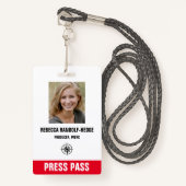 Badge PASSE DE PRESSE À L'ÉVÉNEMENT SPÉCIAL - Photo I.D. (Devant avec lanière)