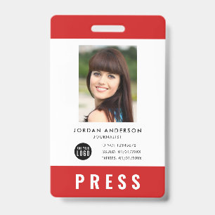 Badge Passe de presse de journaliste avec logo de couleu