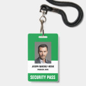 Badge PASSE DE SÉCURITÉ - Insigne D.D. photo verticale (Avant avec lanière)