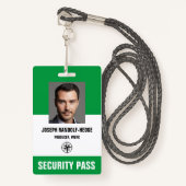 Badge PASSE DE SÉCURITÉ - Insigne D.I. photo (Devant avec lanière)