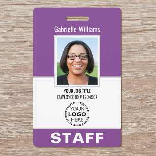 Badge Passe de sécurité pour personnel avec photo d'iden
