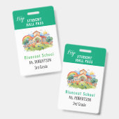 Badge Passe-école d'aquarelle ou d'enseignant (Avant & arrière)