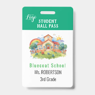 Badge Passe-école d'aquarelle ou d'enseignant