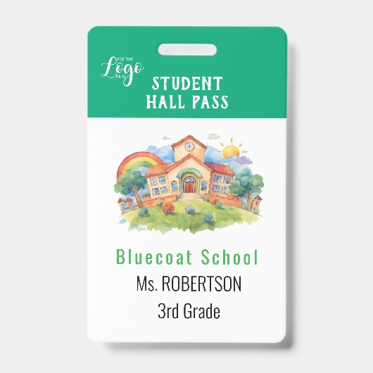 Badge Passe-école d'aquarelle ou d'enseignant (Avant)