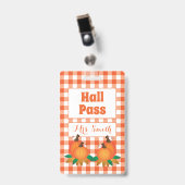 Badge Passe Hall d'automne orange avec nom (Avant avec clip)