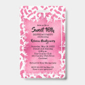 Badge Passe Invitation rose Leopard Sweet 16e anniversai (Arrière)