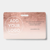 Badge Passe photo de l'employé pour le logo de l'employé (Arrière)