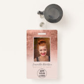 Badge Passe photo d'employé du logo rose pâle en feuille (Front with Retractable)