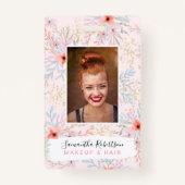 Badge Passe photo employé de peinture florale or chic mo (Devant)