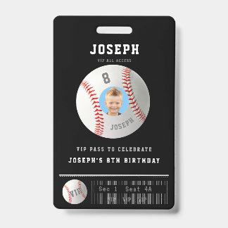 Badge Passe VIP Baseball Photo personnalisé Fête d'anniv