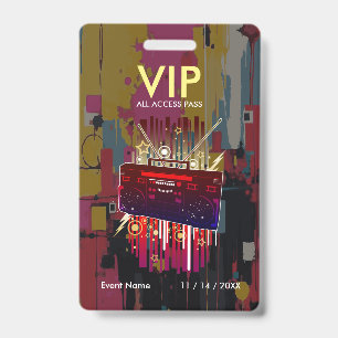 Badge Passe VIP Bloc de Couleur Abstrait Personnalisé Po