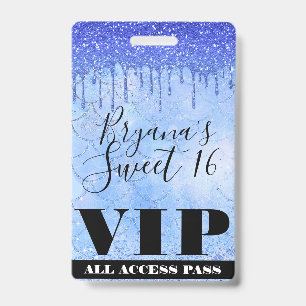 Badge Passe VIP Fée Sirène 16 Ans Sucre Glitter Glaçon B