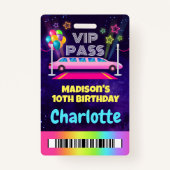 Badge Passe VIP Limo rose Anniversaire Lanyard (Devant)