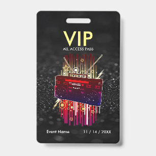 Badge Passe VIP personnalisé en strass noir pour les évé