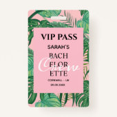 Badge Passe VIP Pink Tropical Palm Bachelorette Party (Devant)