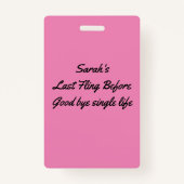 Badge Passe VIP Pink Tropical Palm Bachelorette Party (Dos)