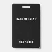 Badge Passe VIP Simple Noir et Blanc (Arrière)