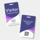 Badge Passe visiteur d'entreprise Code QR ID Violet Bleu (Avant & arrière)