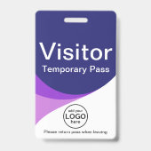 Badge Passe visiteur d'entreprise Code QR ID Violet Bleu (Avant)