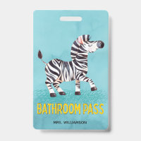 Passeport de salle de bain Zèbre Mignon Enseignant