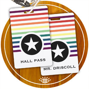 Badge Passeport étoile chic rayé arc-en-ciel pour les en