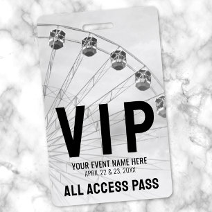 Badge Passeport Tout Accès Noir Blanc VIP