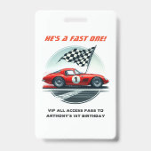 Badge Passeport VIP d'anniversaire de voiture de course (Front)