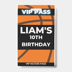 Badge Passeport VIP pour fête d'anniversaire de basketba